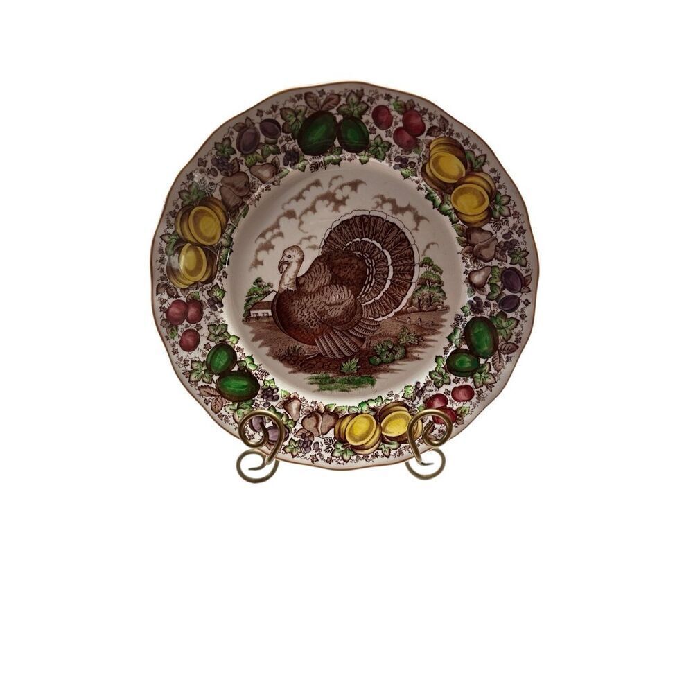 Barker Bros LTD Turkey Plate Pumpkins England Royal Tudor Ware Pear Thanksgiving